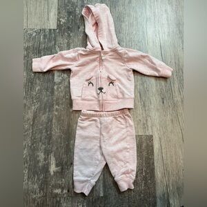 Pink Hooded Baby Outfit with Cute Face Design